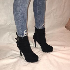 Forever 21 black leather and suede booties. Size 9
